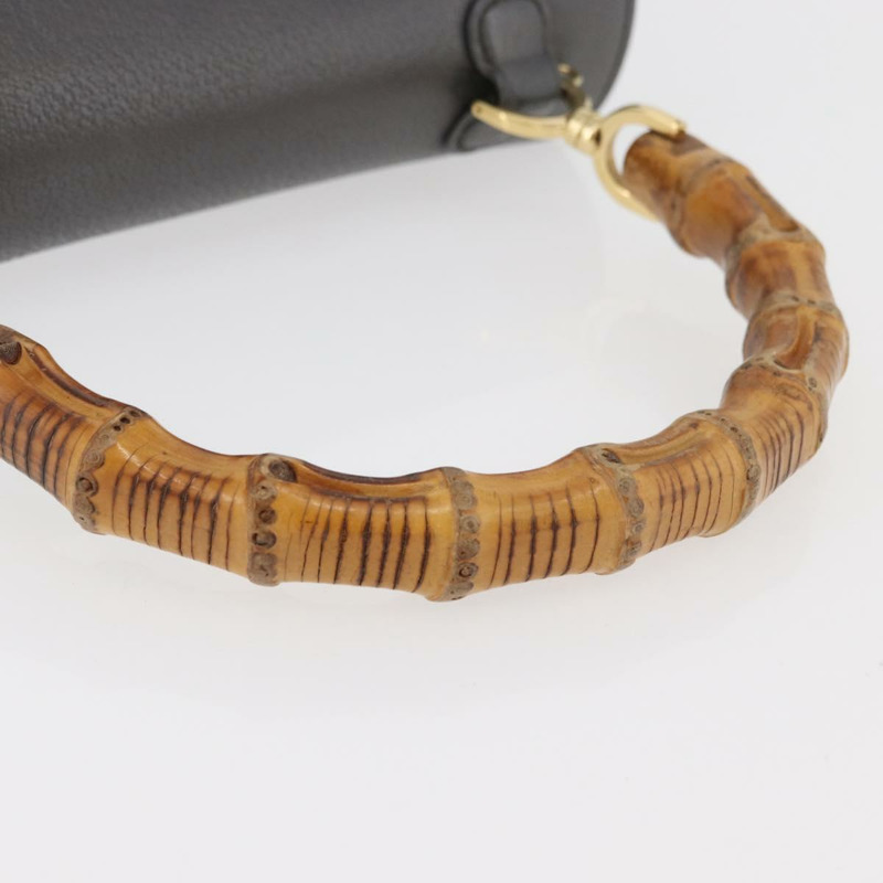 【日本直送】GUCCI 竹節手提包 皮革 灰色 金色 000 926 0633 正品 176376A-6