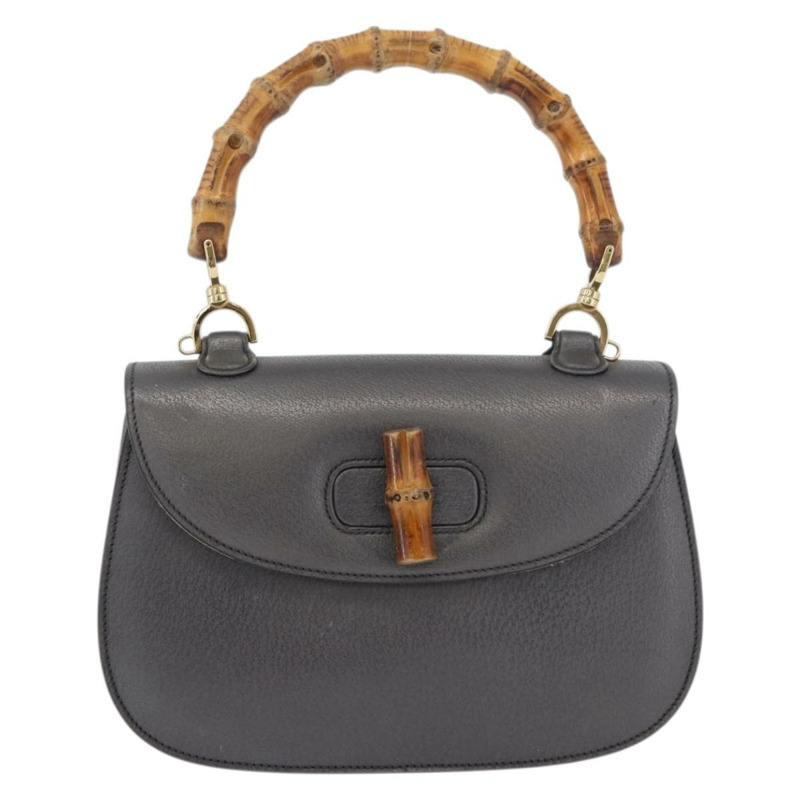 【日本直送】GUCCI 竹節手提包 皮革 灰色 金色 000 926 0633 正品 176376A-12