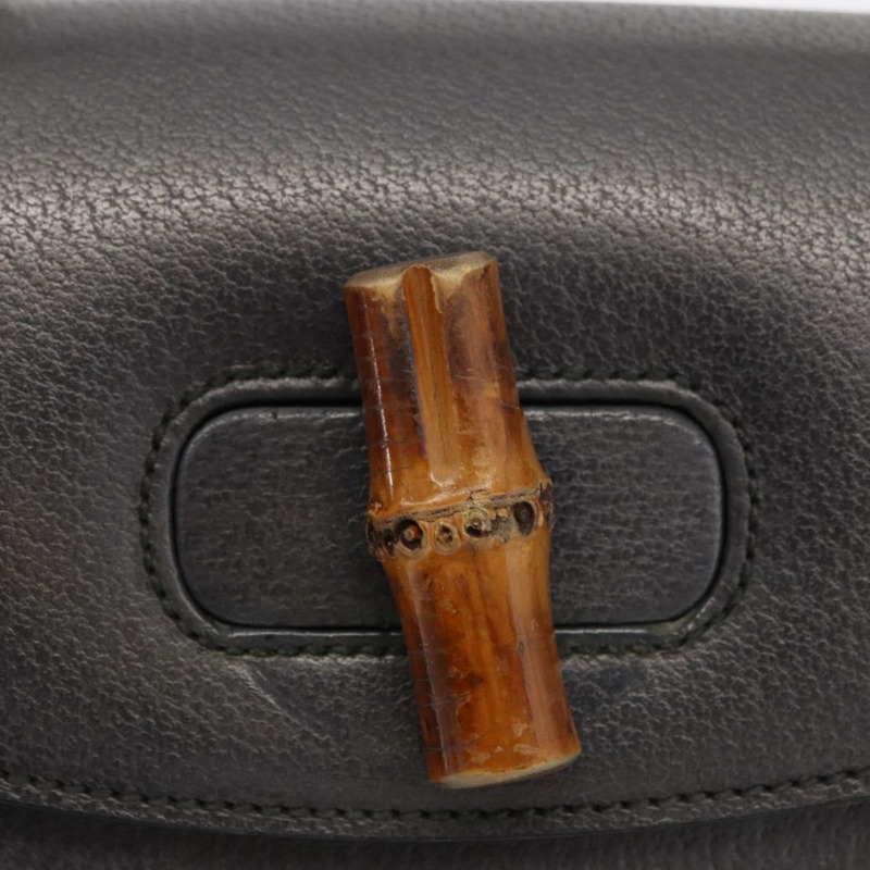 【日本直送】GUCCI 竹節手提包 皮革 灰色 金色 000 926 0633 正品 176376A-16