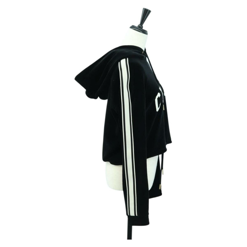 【日本直送】CELINE 黑色絲絨短版連帽衫 正品 176793M-3