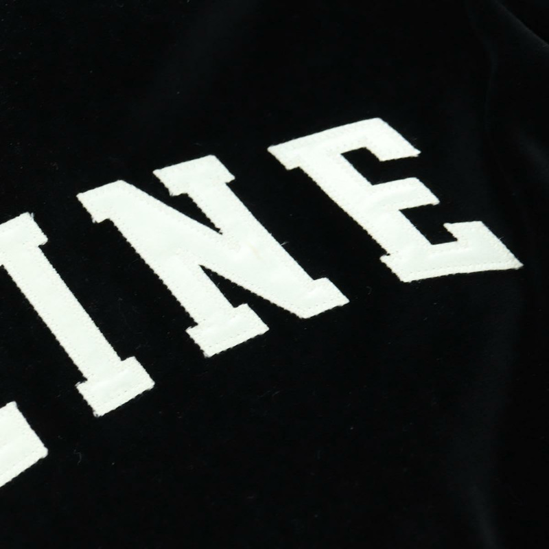 【日本直送】CELINE 黑色絲絨短版連帽衫 正品 176793M-5