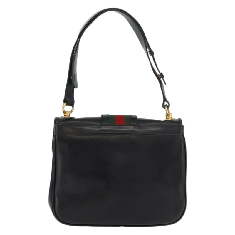 【日本直送】GUCCI Web Sherry Line Jackie 單肩包，黑色金色紅色皮革，正品編號 176825A-1