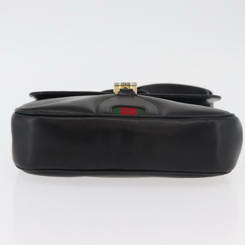 【日本直送】GUCCI Web Sherry Line Jackie 單肩包，黑色金色紅色皮革，正品編號 176825A-4
