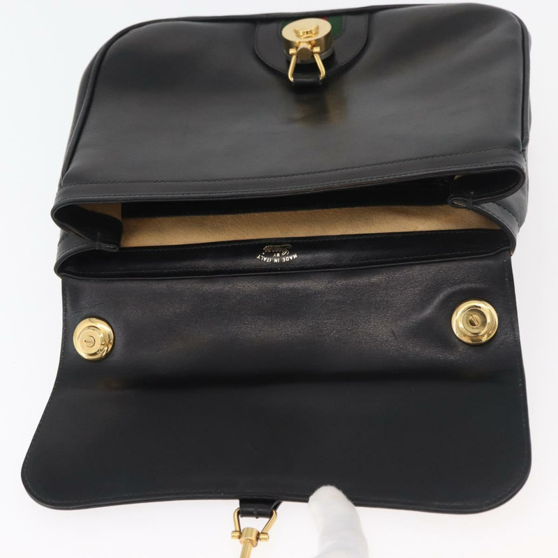 【日本直送】GUCCI Web Sherry Line Jackie 單肩包，黑色金色紅色皮革，正品編號 176825A-9