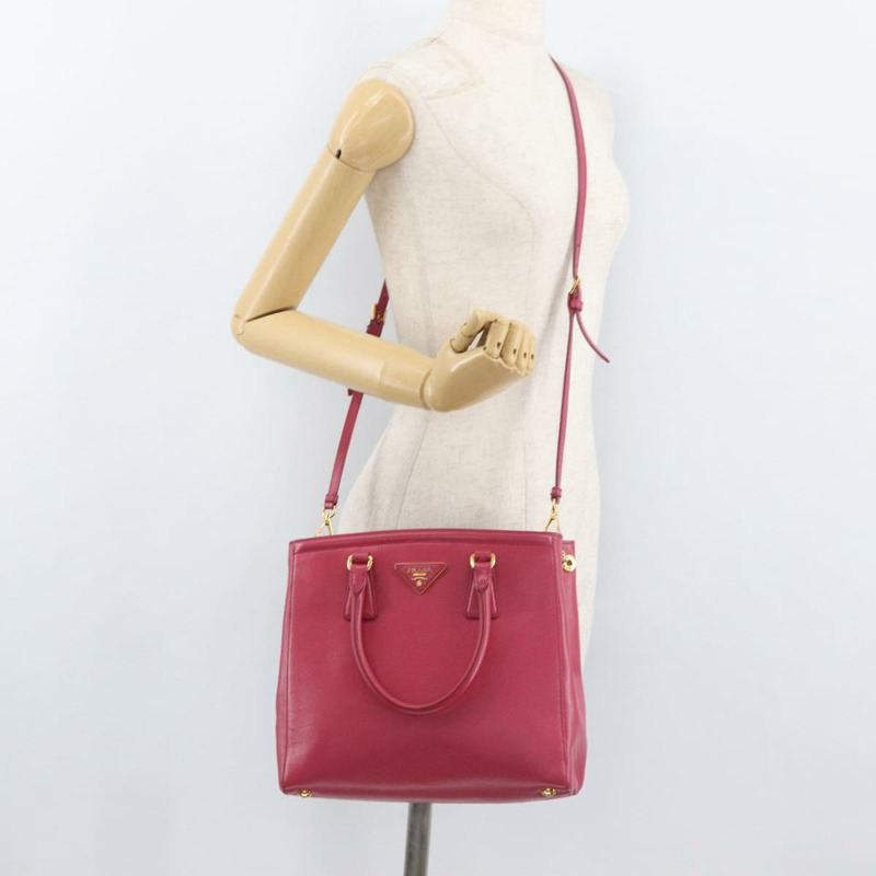 【日本直送】PRADA 手提包 Safiano 皮革 2way 粉金配色 Auth 176321A-24
