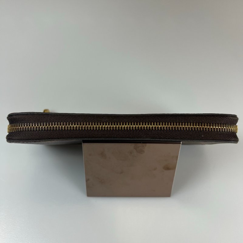LV M4189 紫紅老花ㄇ字拉鍊長夾-4