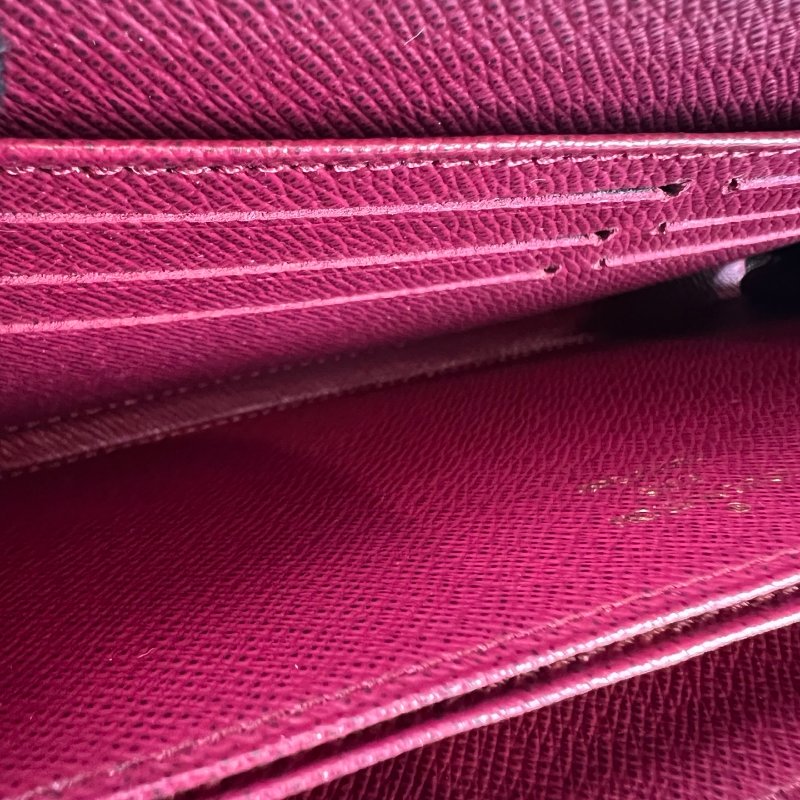 LV M4189 紫紅老花ㄇ字拉鍊長夾-7