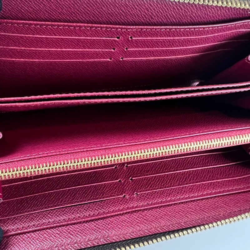 LV M4189 紫紅老花ㄇ字拉鍊長夾-10