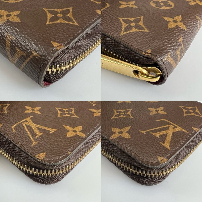 LV M4189 紫紅老花ㄇ字拉鍊長夾-13