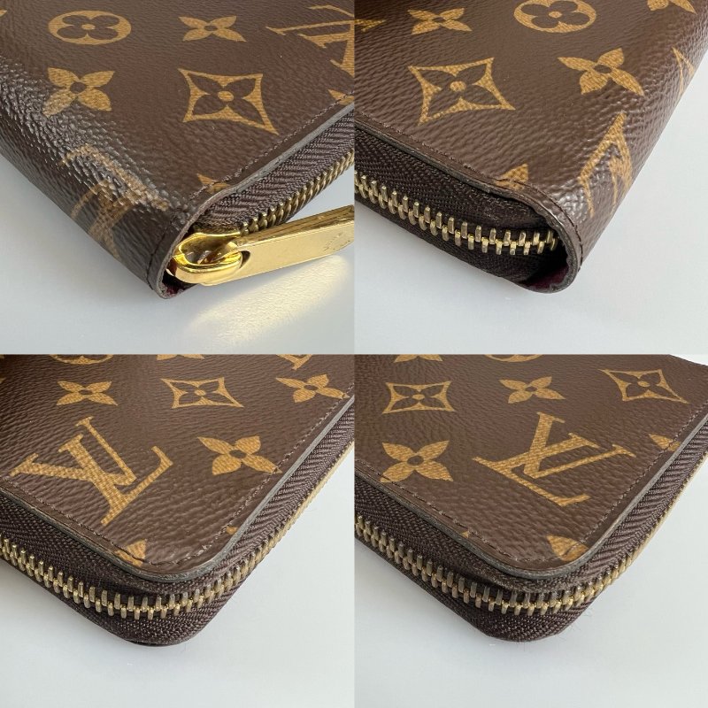 LV M4189 紫紅老花ㄇ字拉鍊長夾-14