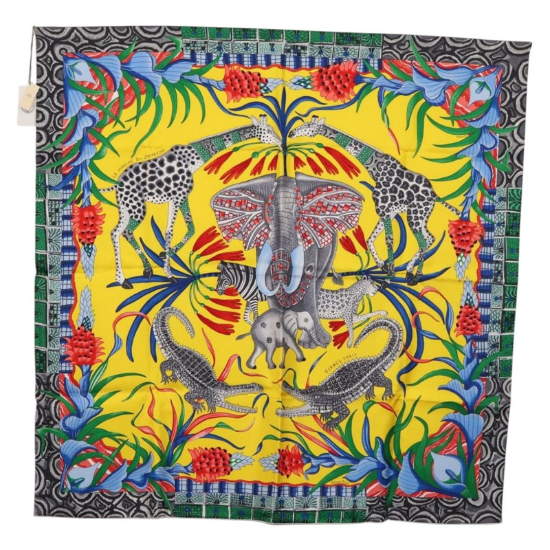 【日本直送】HERMES Carre 90 圍巾「LA MARCHE DU ZAMBEZE」真絲多色正品 176082V-0