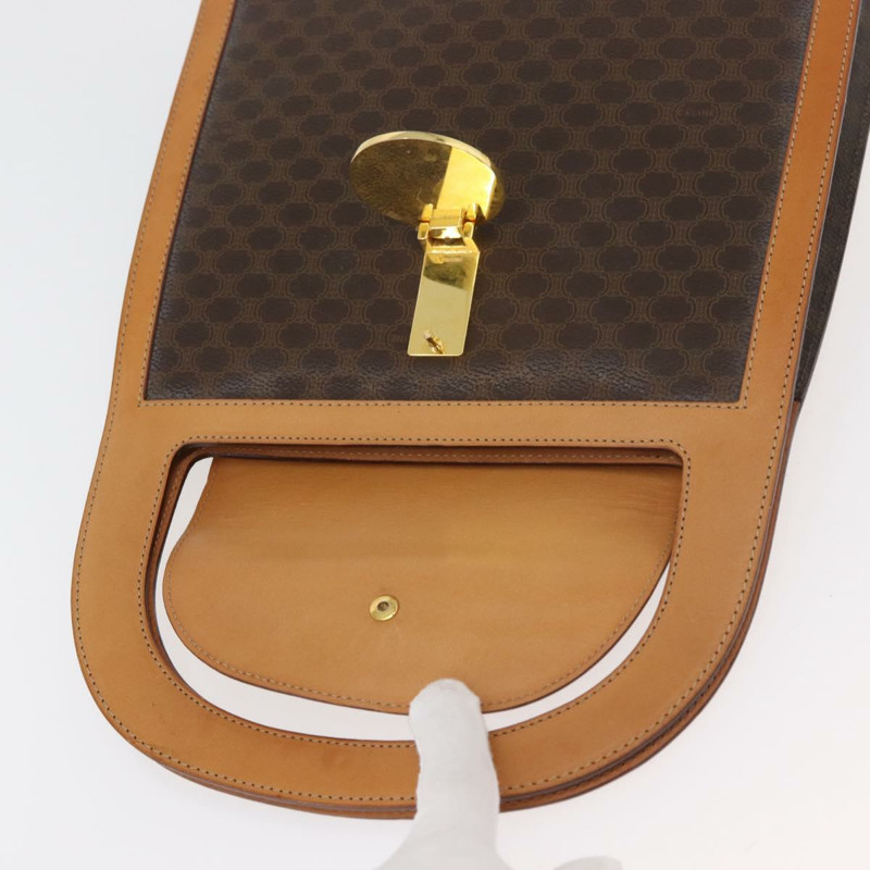 【日本直送】CELINE Macadam帆布Medallion手提包 PVC皮革 棕色 金色 正品 176759A-8