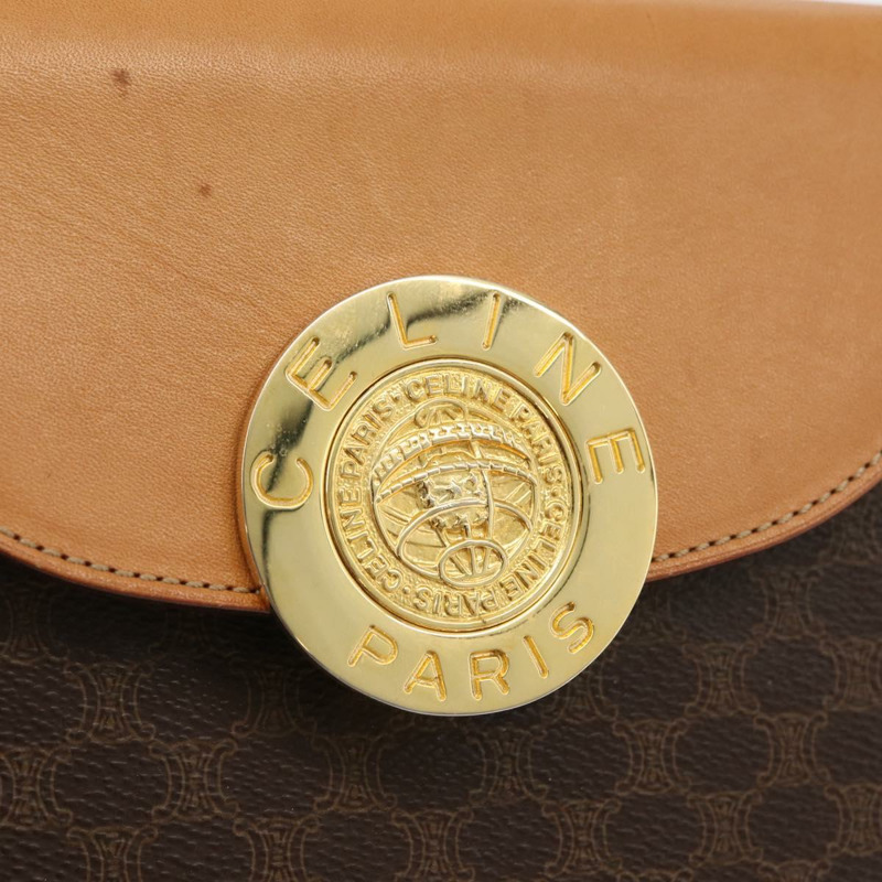 【日本直送】CELINE Macadam帆布Medallion手提包 PVC皮革 棕色 金色 正品 176759A-17