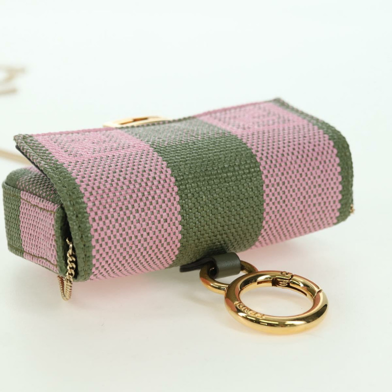 【日本直送】FENDI 鏈條肩包 Nano Baguette 帆布粉紅卡其色 正品 176756M-5