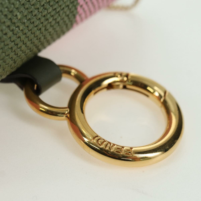【日本直送】FENDI 鏈條肩包 Nano Baguette 帆布粉紅卡其色 正品 176756M-6