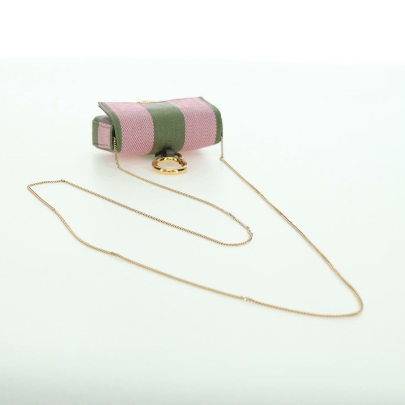 【日本直送】FENDI 鏈條肩包 Nano Baguette 帆布粉紅卡其色 正品 176756M-7