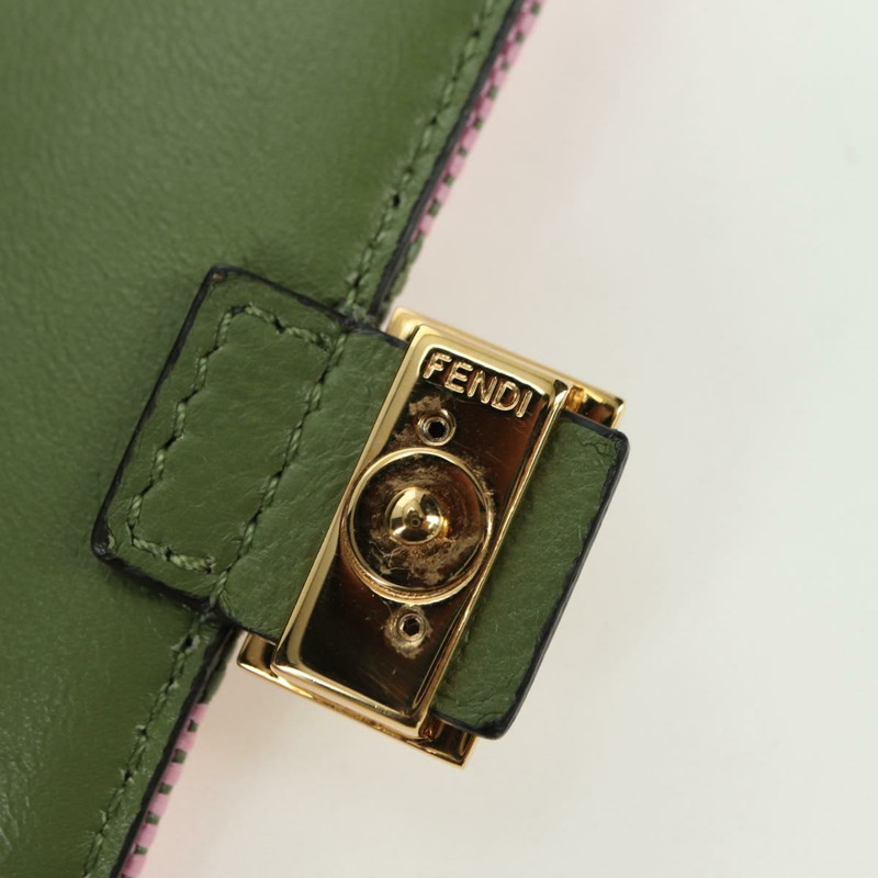 【日本直送】FENDI 鏈條肩包 Nano Baguette 帆布粉紅卡其色 正品 176756M-19