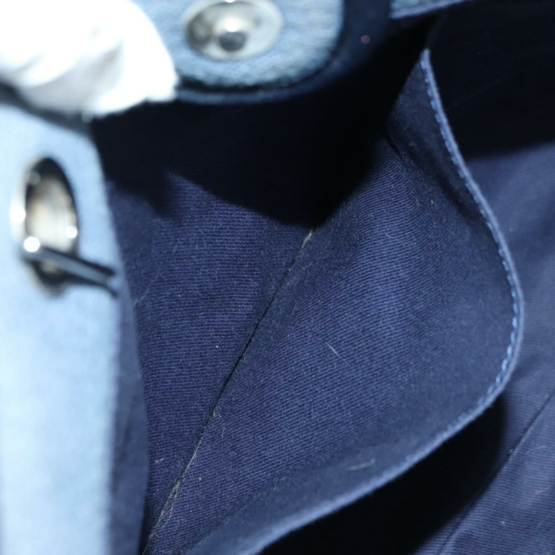 【日本直送】香奈兒 Deauville 系列鏈條手提包 帆布 藍色 銀色 CC 標誌 Auth 175125V-22