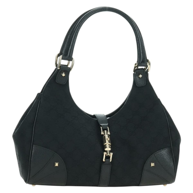【日本直送】GUCCI GG帆布Jackie肩背包 黑色 金色 124407 正品 175128V-0