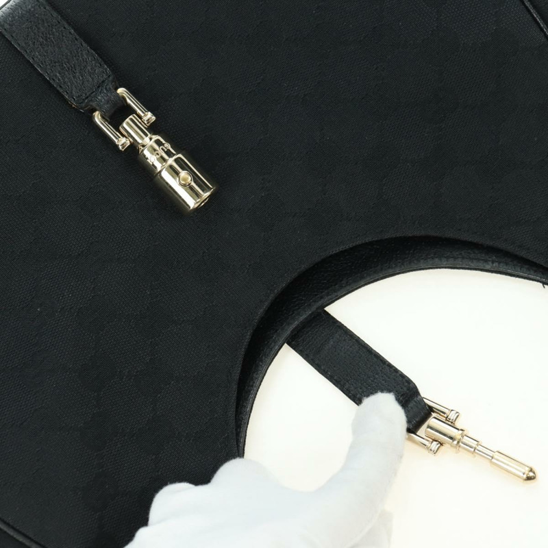 【日本直送】GUCCI GG帆布Jackie肩背包 黑色 金色 124407 正品 175128V-8