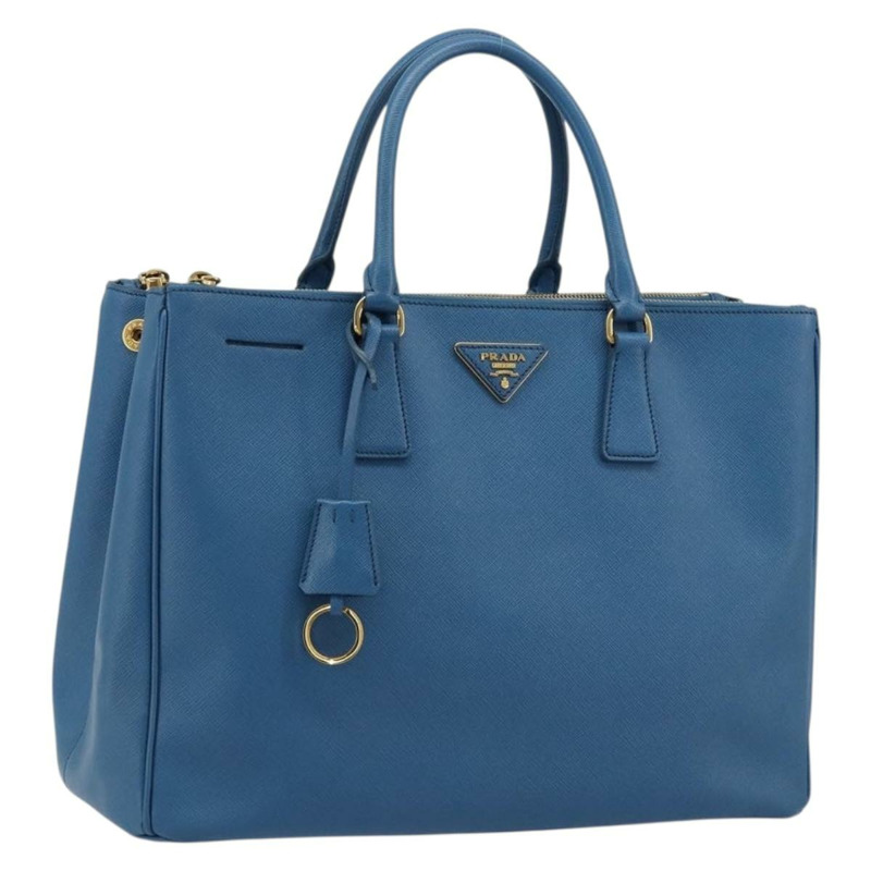 【日本直送】PRADA Galleria 手提包，Safiano 皮革，藍色，金色，正品，貨號 175915A-0