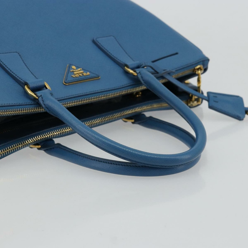 【日本直送】PRADA Galleria 手提包，Safiano 皮革，藍色，金色，正品，貨號 175915A-6