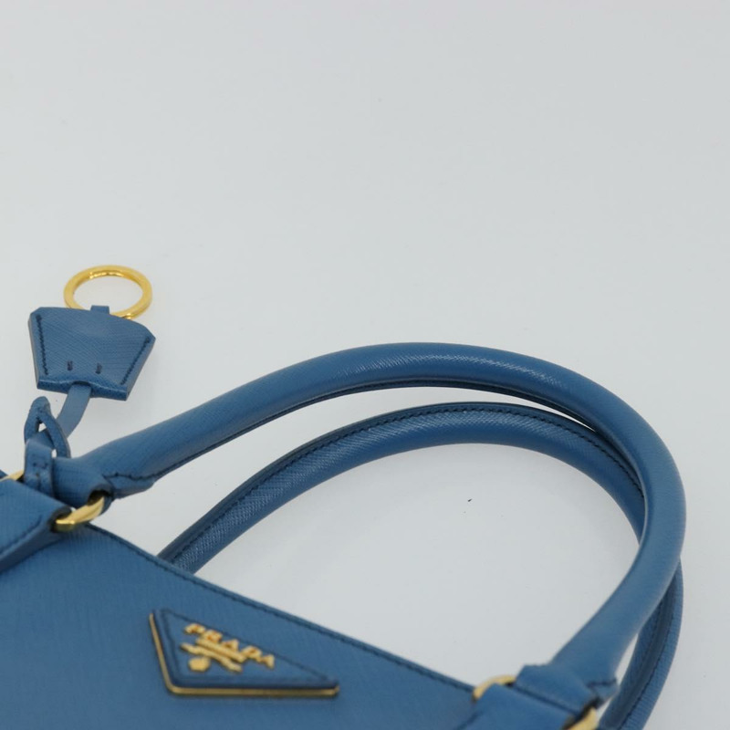 【日本直送】PRADA Galleria 手提包，Safiano 皮革，藍色，金色，正品，貨號 175915A-7
