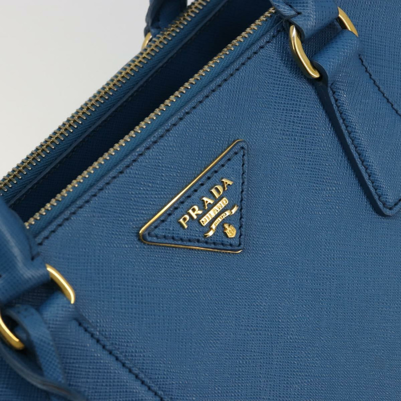 【日本直送】PRADA Galleria 手提包，Safiano 皮革，藍色，金色，正品，貨號 175915A-16