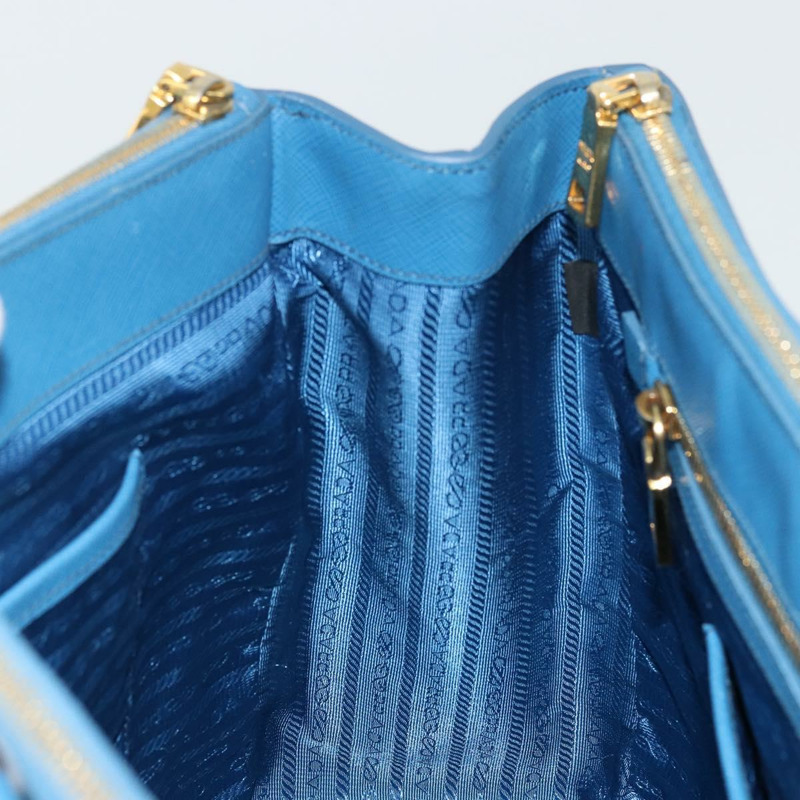 【日本直送】PRADA Galleria 手提包，Safiano 皮革，藍色，金色，正品，貨號 175915A-19