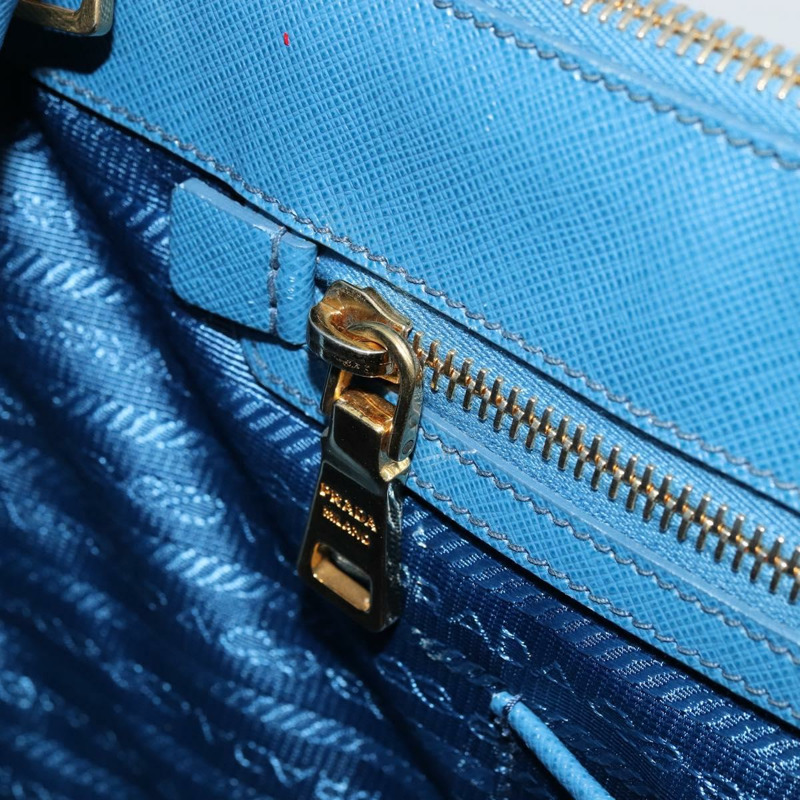 【日本直送】PRADA Galleria 手提包，Safiano 皮革，藍色，金色，正品，貨號 175915A-20
