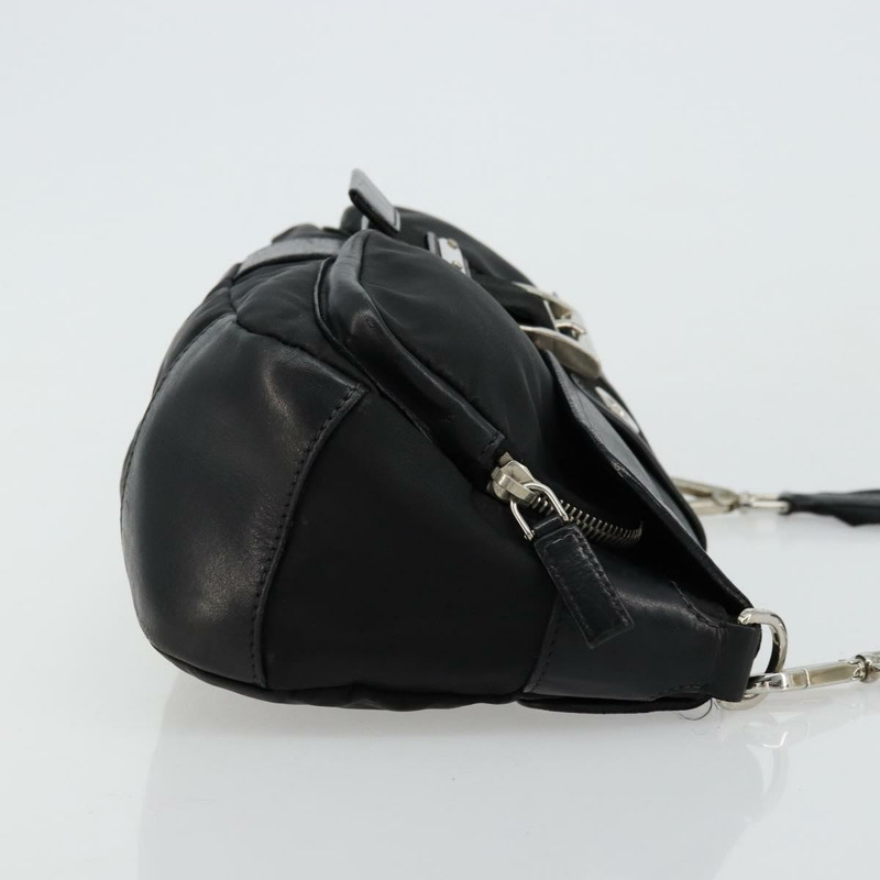 【日本直送】PRADA 單肩包 尼龍皮革 黑色 銀色 正品 175925A-2