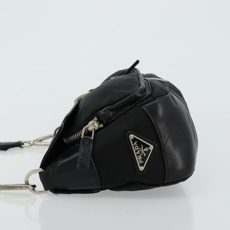 【日本直送】PRADA 單肩包 尼龍皮革 黑色 銀色 正品 175925A-3