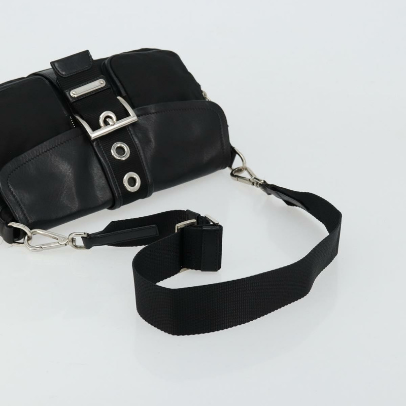 【日本直送】PRADA 單肩包 尼龍皮革 黑色 銀色 正品 175925A-6