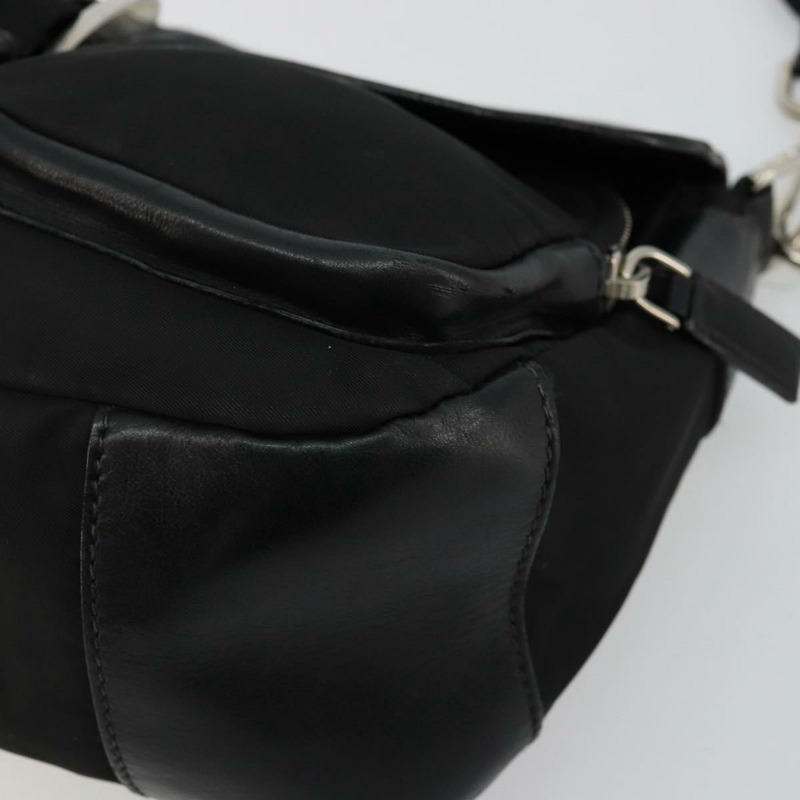 【日本直送】PRADA 單肩包 尼龍皮革 黑色 銀色 正品 175925A-7