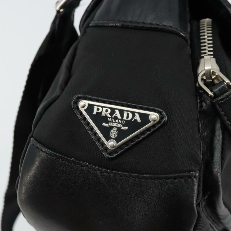 【日本直送】PRADA 單肩包 尼龍皮革 黑色 銀色 正品 175925A-18