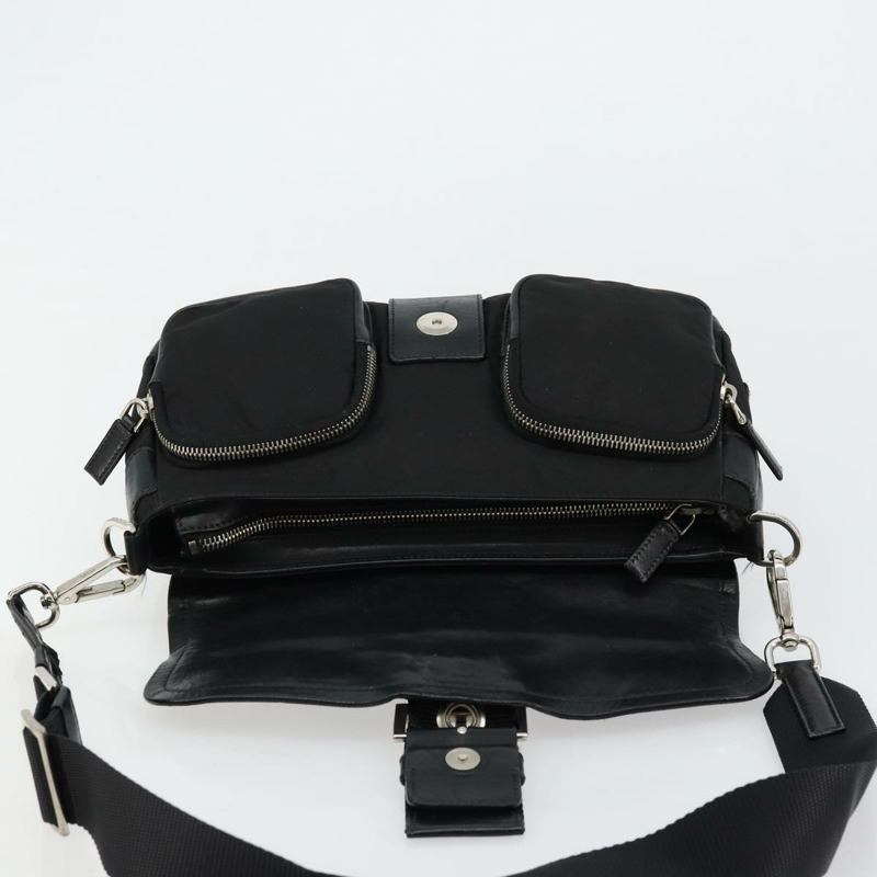 【日本直送】PRADA 單肩包 尼龍皮革 黑色 銀色 正品 175925A-19