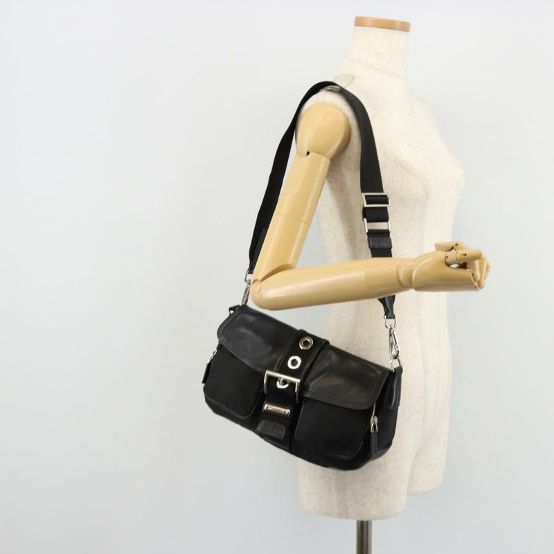 【日本直送】PRADA 單肩包 尼龍皮革 黑色 銀色 正品 175925A-28