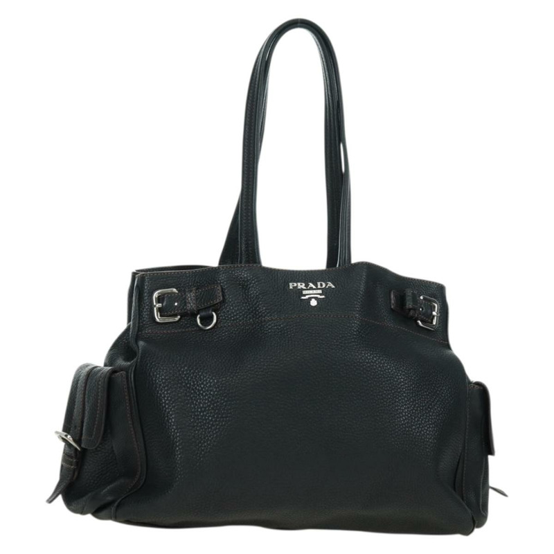 【日本直送】PRADA 托特包 皮革 黑色 銀色 正品 175913SAV-0