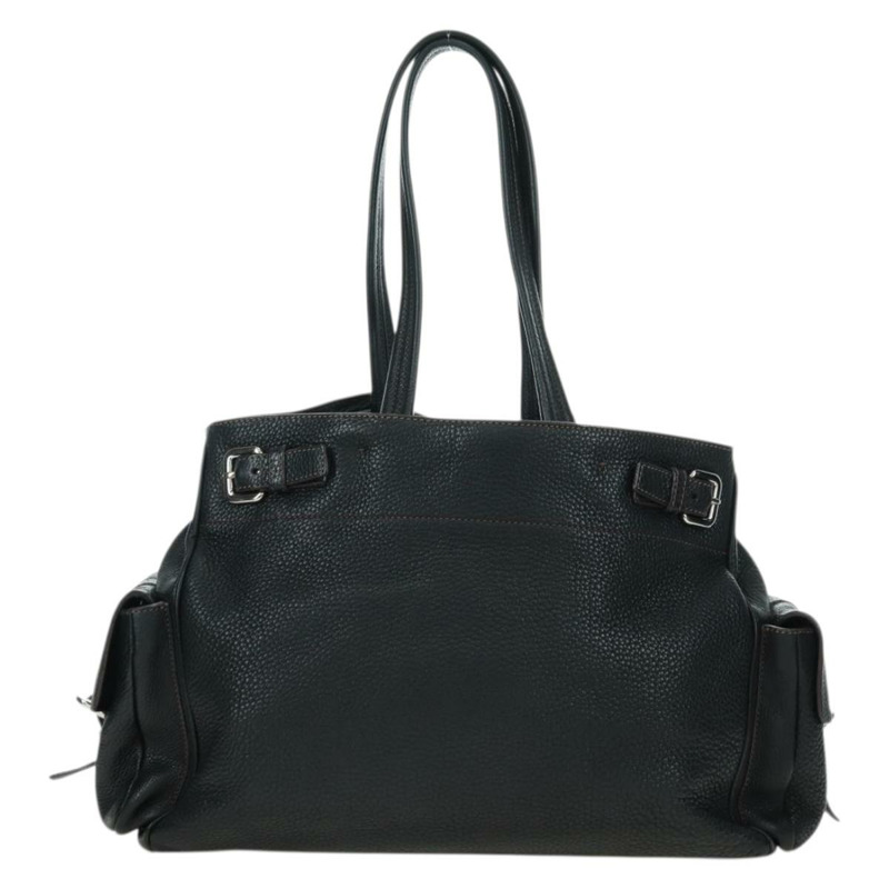 【日本直送】PRADA 托特包 皮革 黑色 銀色 正品 175913SAV-1