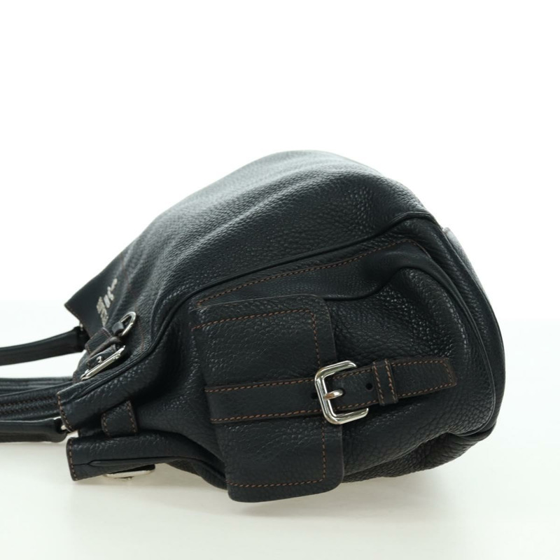 【日本直送】PRADA 托特包 皮革 黑色 銀色 正品 175913SAV-2