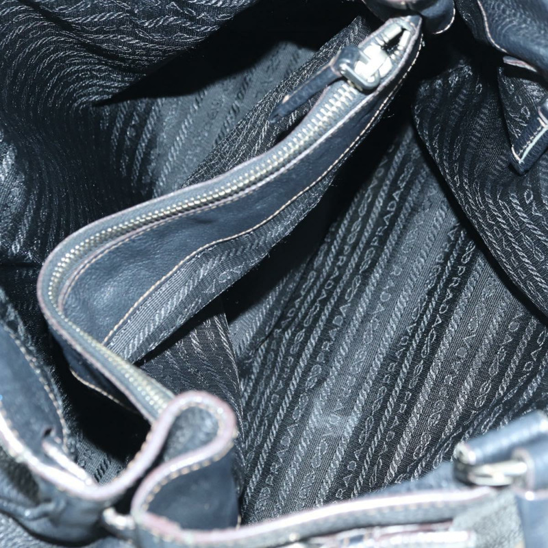 【日本直送】PRADA 托特包 皮革 黑色 銀色 正品 175913SAV-9
