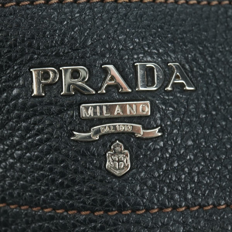 【日本直送】PRADA 托特包 皮革 黑色 銀色 正品 175913SAV-16