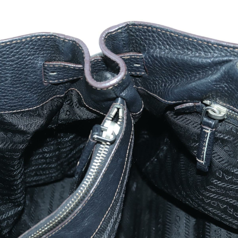 【日本直送】PRADA 托特包 皮革 黑色 銀色 正品 175913SAV-18
