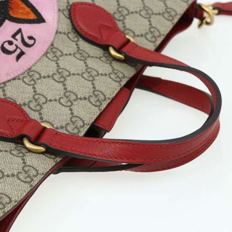 【日本直送】GUCCI GG Supreme 神秘貓手提包 PVC 兩用 米色 金色 473887 正品 175893A-6