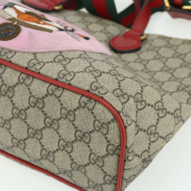 【日本直送】GUCCI GG Supreme 神秘貓手提包 PVC 兩用 米色 金色 473887 正品 175893A-8