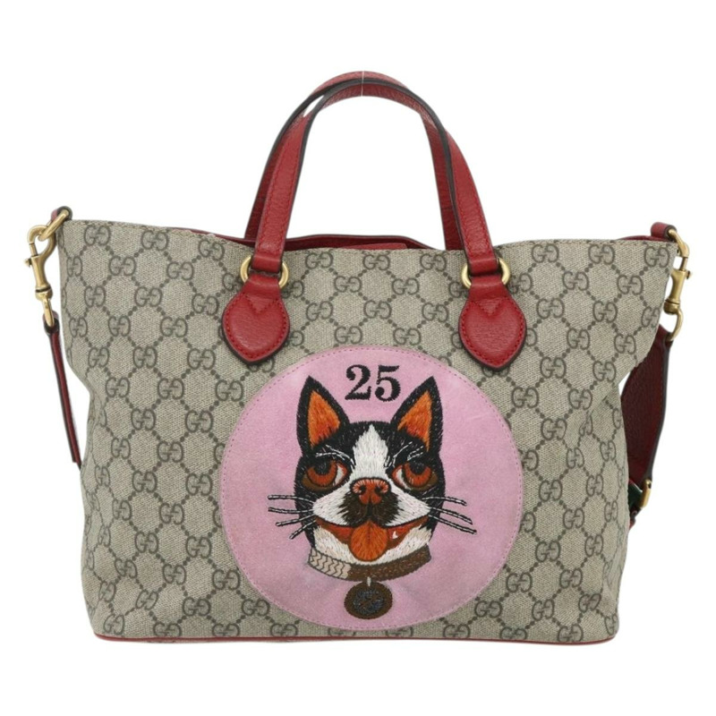【日本直送】GUCCI GG Supreme 神秘貓手提包 PVC 兩用 米色 金色 473887 正品 175893A-12