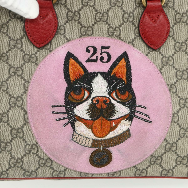 【日本直送】GUCCI GG Supreme 神秘貓手提包 PVC 兩用 米色 金色 473887 正品 175893A-18