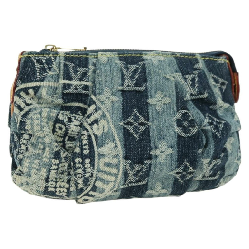 【日本直送】路易威登 Monogram Denim Trousse Leie 手拿包 藍色 M95335 LV Auth 175930SAV-0