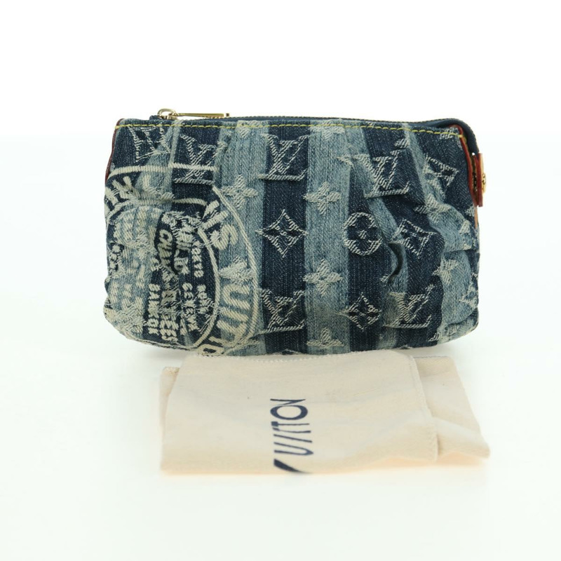 【日本直送】路易威登 Monogram Denim Trousse Leie 手拿包 藍色 M95335 LV Auth 175930SAV-11