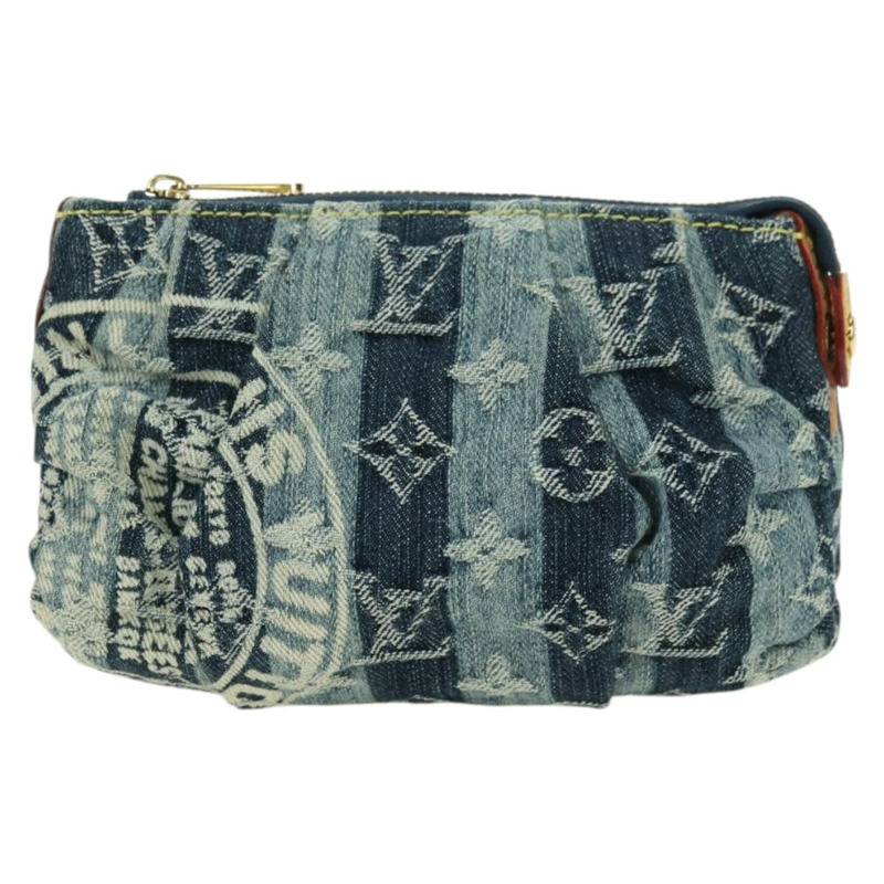 【日本直送】路易威登 Monogram Denim Trousse Leie 手拿包 藍色 M95335 LV Auth 175930SAV-12